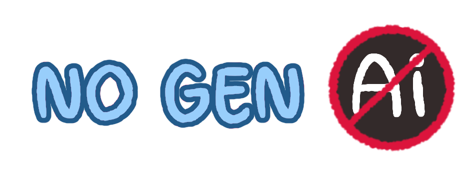 No Generative AI/LLMs Here! No Gen AI. Badge made by ComicMoosh